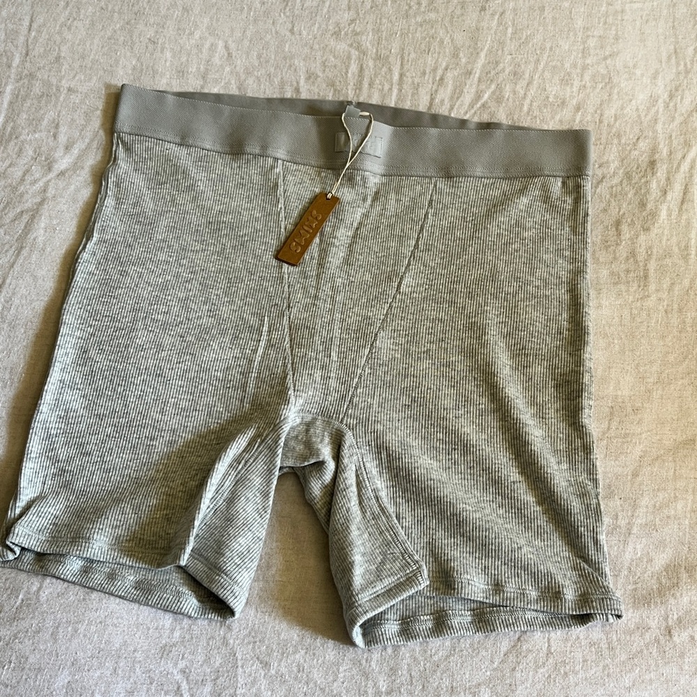 (NWT) SKIMS | Women’s Cotton Rib Grey Boxers Size L